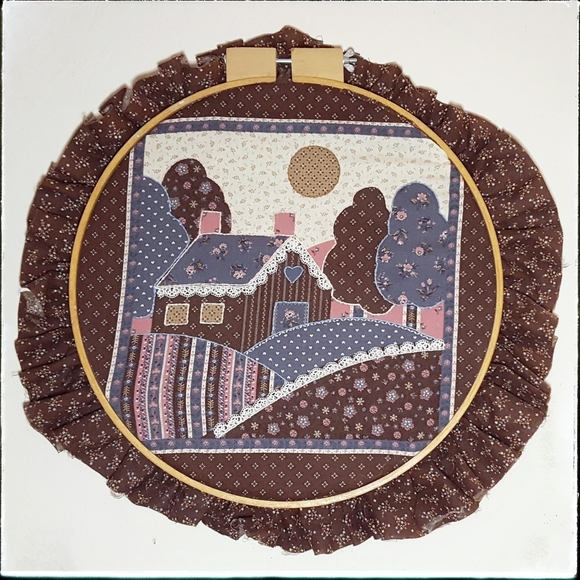 Vintage farmhouse patchwork & embroidery hoop